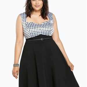 Black and White Gingham Print Swing Dress - Torrid